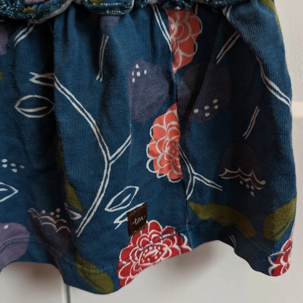 TEA Collection Girls folksy floral printed tiered ruffle skirt dress size 6